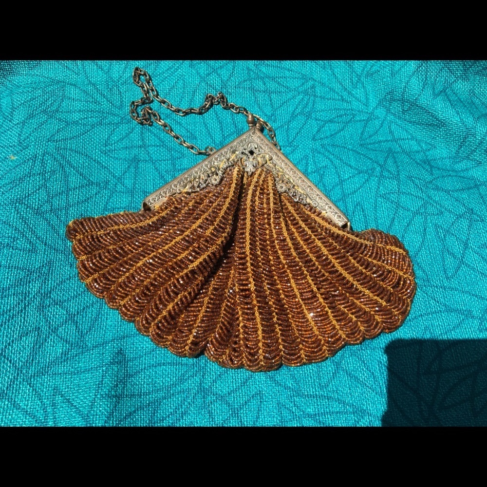 Antique steel beaded purse